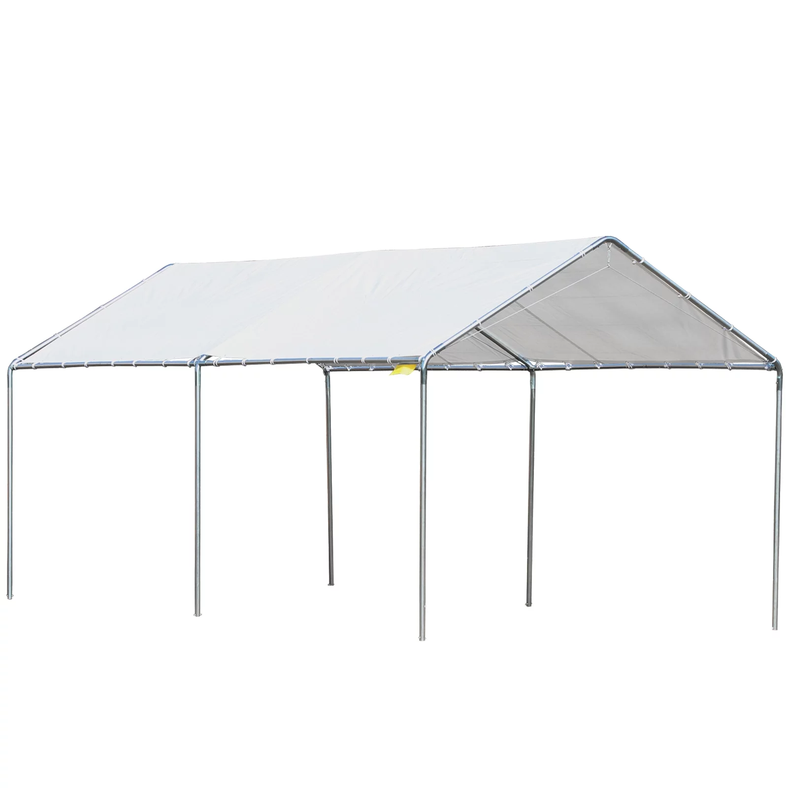 Outsunny 10'x20' Hoogwaardig Carport van Gegalvaniseerd Staal met Verankeringsset inbegrepen, 3 versterkte stalen kabels, wit