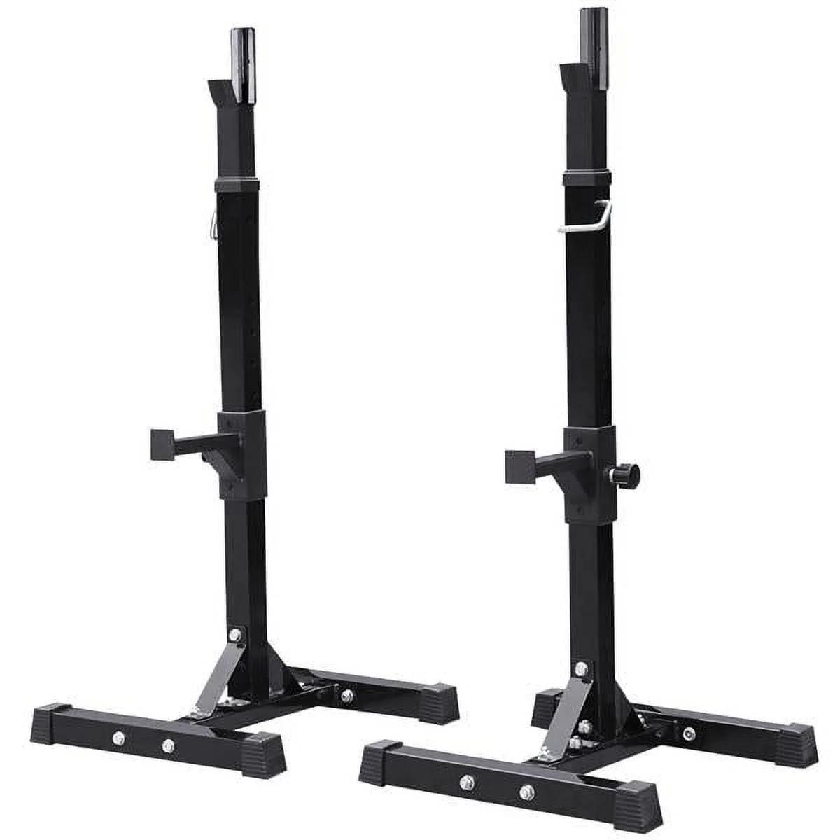 2-Piece Adjustable Squat Stand Rack or Barbell Free Press Bench, Black