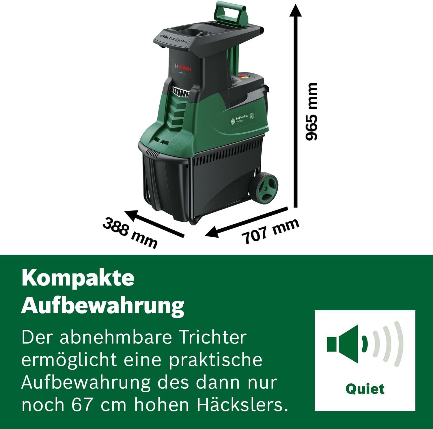 Bosch Turbinenhäcksler AXT 25 TC (2.500 W, geeignet für Holz und harte Gartenabfälle, integrierte Fangbox 53 l, in Karton)