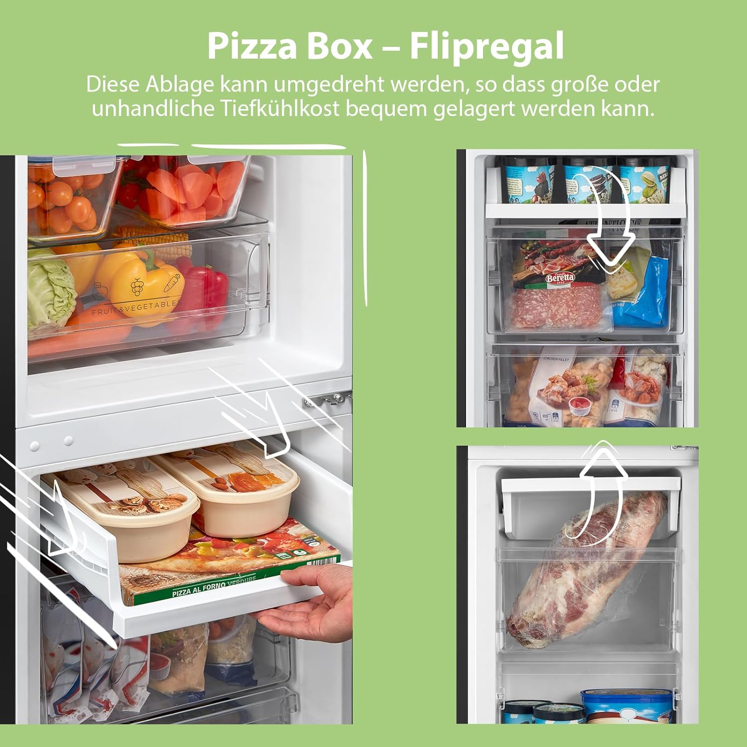 Comfee RCB169DK2(E) Fridge/Freezer Combination, 150 cm Height, Low Frost, Adjustable Fridge Temperature, LED Light, 195 kWh per Year, Fridge Capacity 115 L, 59 L Freezer, Black