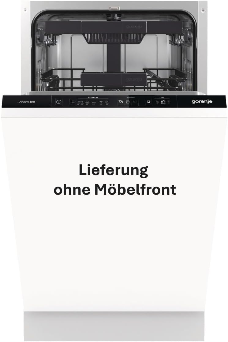 Gorenje GV561C10 Vollintegrierbar Geschirrspüler/45 cm/5 Programme/10 Maßgedecke/15 Min Schnellwaschgang/MultiClack/Warmwasseranschluss/Dritter Sprüharm/TotalDry/Einbaumaße (BxHxT): 44,8 ×81,5× 55cm