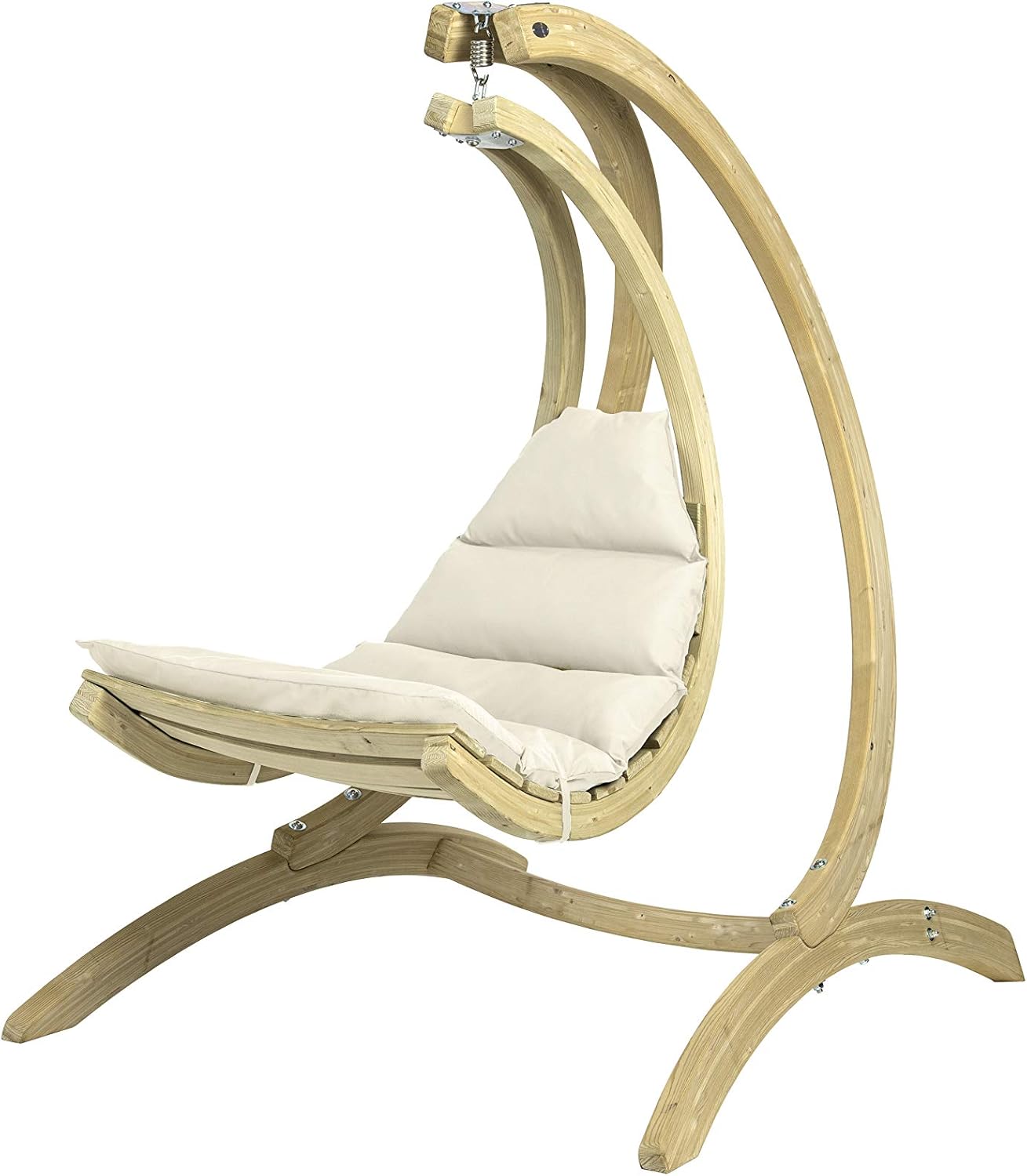AMAZONAS Swing Chair Creme stylischer Schwebesessel mit extra Dicker Matratze aus FSC Fichtenholz bis 120 kg