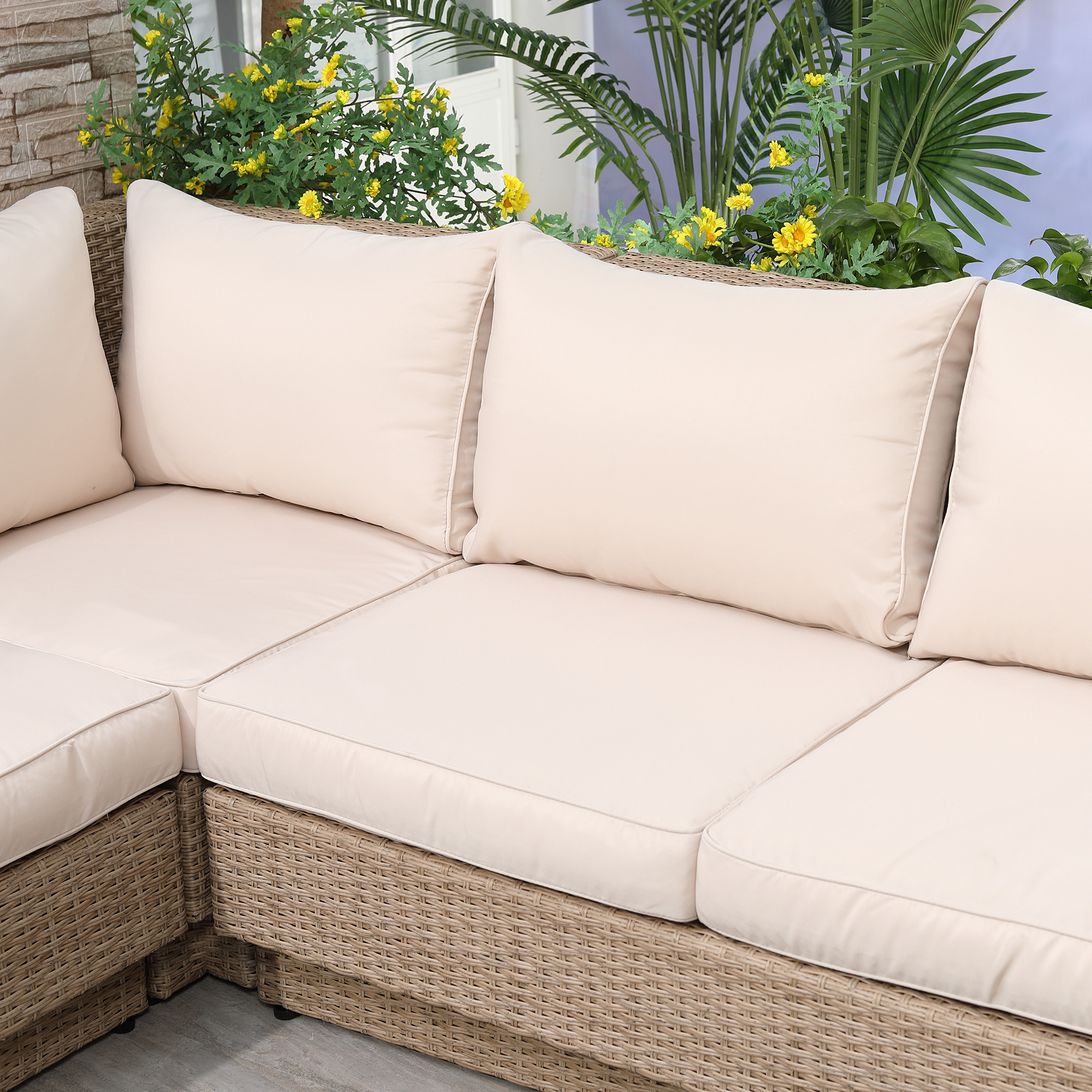 poly-rotan tuinmeubelen 4-delige loungeset zitgroep set met aflegvlakken