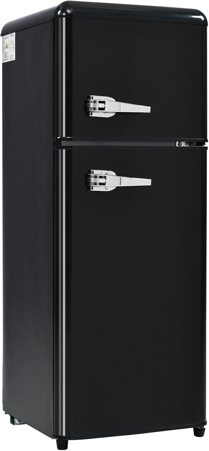 92 L Réfrigérateur Avec Congélateur, Double Porte, Thermostat Réglable, Grande Capacité, Température Réglable De -27 °c à 13 °c, 116 Kwh/An, Pour Appartement, Bureau, Résidence Universitaire,Black