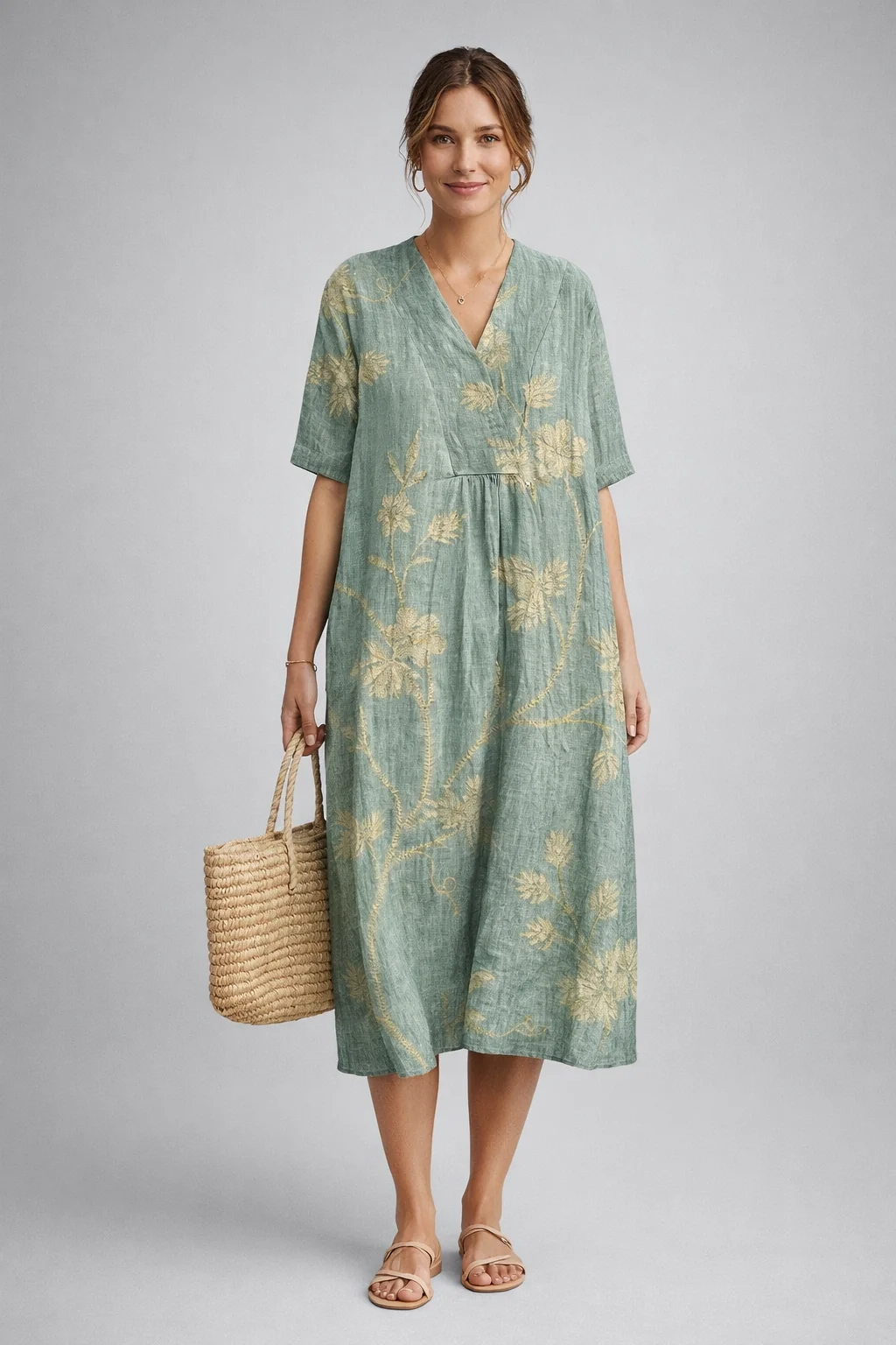 Damen Sommerkleid Luftig & Bequem | Florales Strandkleid im Boho-Stil | Lockere Passform f��r Urlaub und Freizeit | Atmungsaktiv