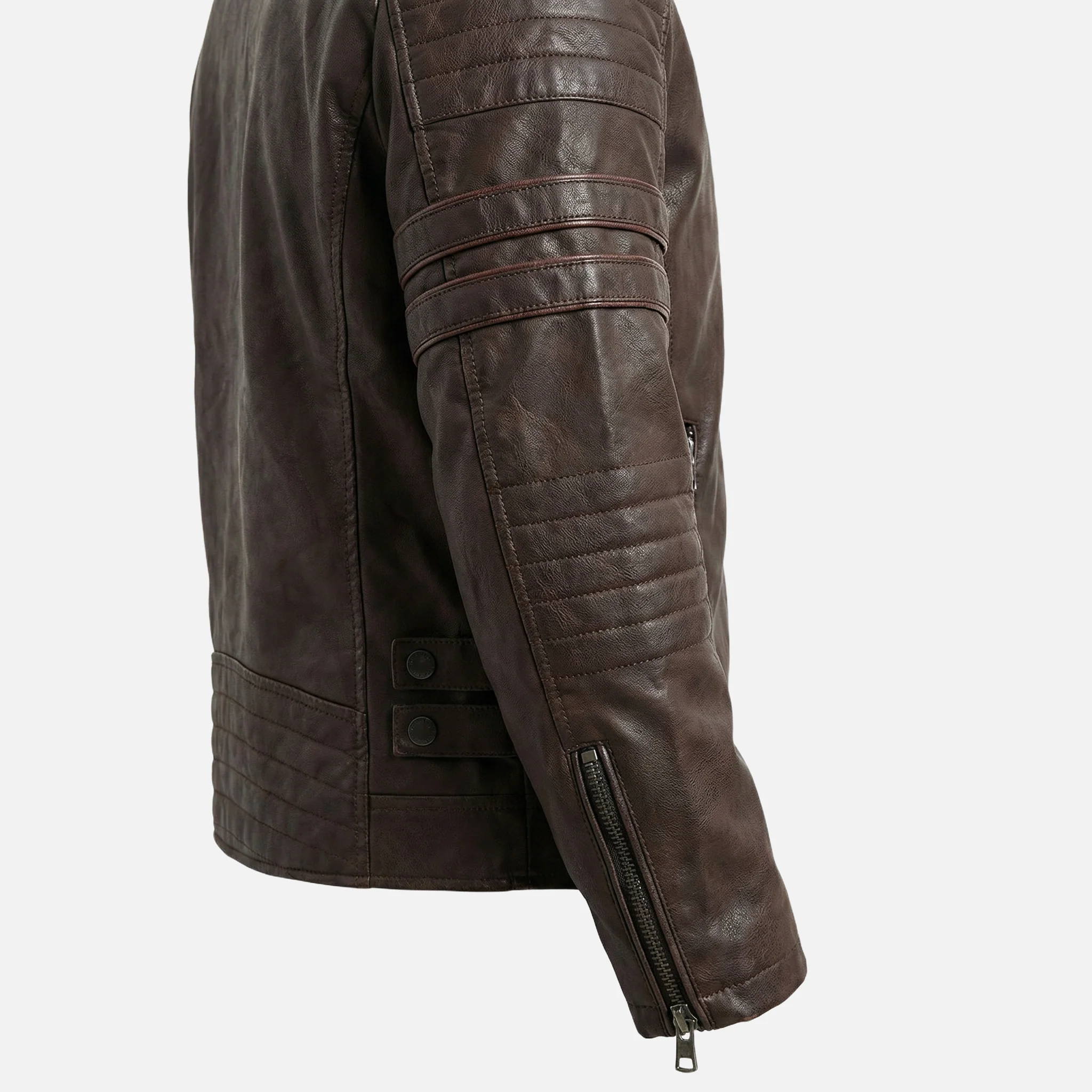 Texturierte Bikerjacke mit Stehkragen f��r Herren