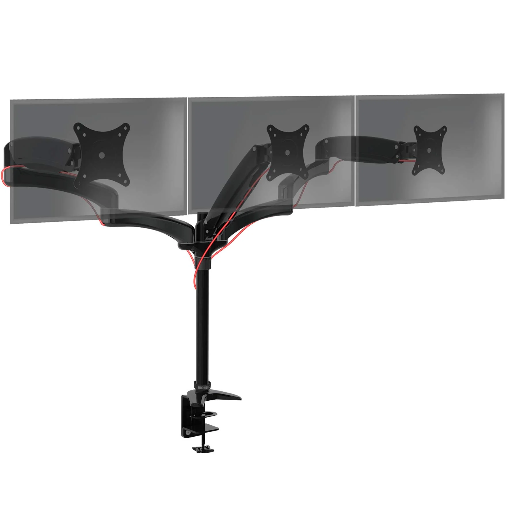 Duronic Monitorarm DM553 | Driedubbele PC Bureau Montage | ZWART | Aluminium | Hoogte Verstelbaar | Voor drie 15-27 inch LED LCD Schermen | VESA 75/100 compatibel | Draagvermogen 5 kg | Kantelen: -90��/+85��, Draaien: 180��, Zwenken: 360��