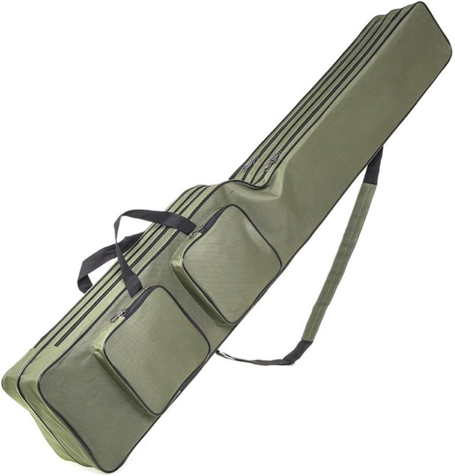 Zweilagige 130 cm Angelruten- und Rollentasche, Angelruten-Ausrüstung, Tackle-Werkzeug, Tragetasche, Aufbewahrungstasche, Organizer, Angel-Abdeckungstasche (grün)