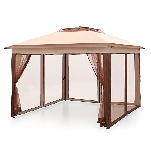 11x11ft Pop-Up Portable Instant Gazebo Canopy Tent with Mosquito Netting Outdoor Canopy Shelter with 121 Square Feet of Shade
