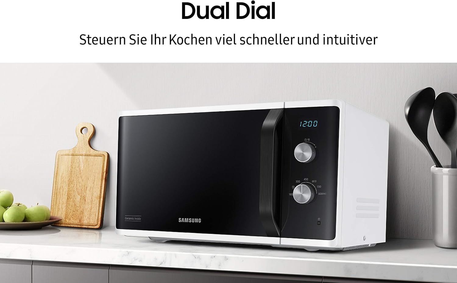 MW3500 Mikrowelle MS23K3614AW/EG / 800 W / 23 L Garraum / 48, 9 cm Breite / Kratzfester Keramik-Emaille-Innenraum / 6 Leistungsstufen / Wei
