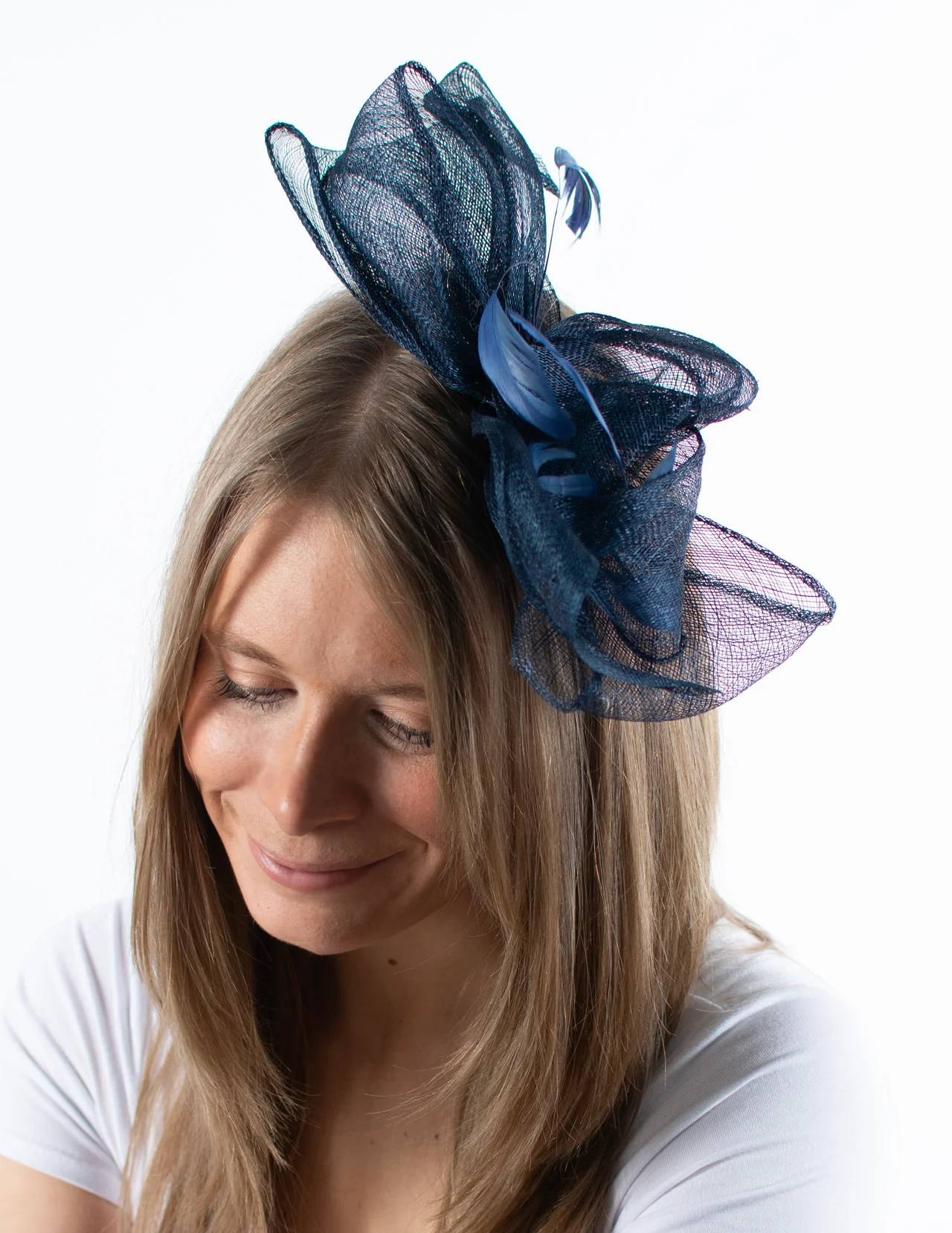 Fascinator | Feather Detail Bow | Navy