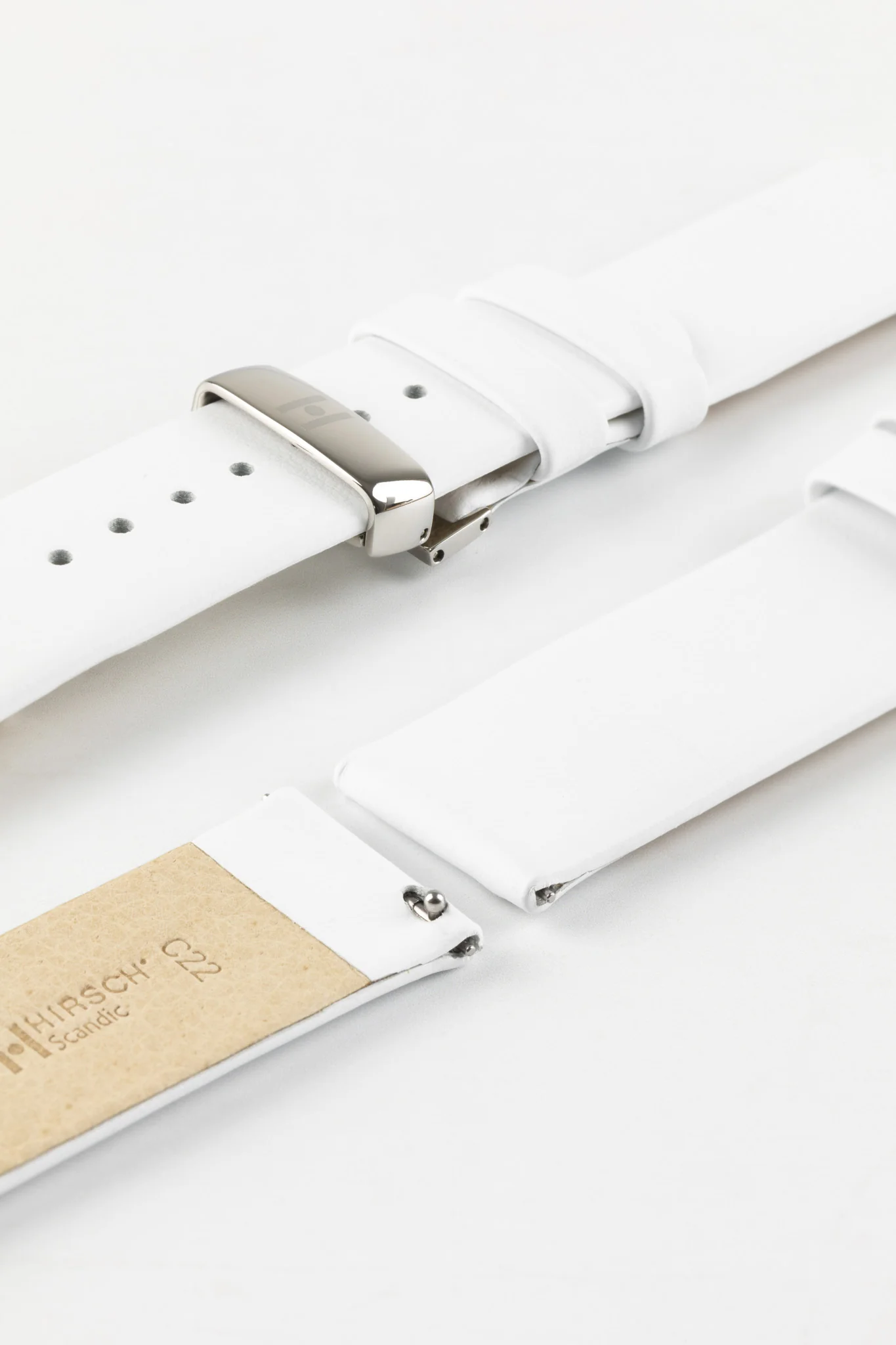 Hirsch SCANDIC Calf Leather Watch Strap in WHITE