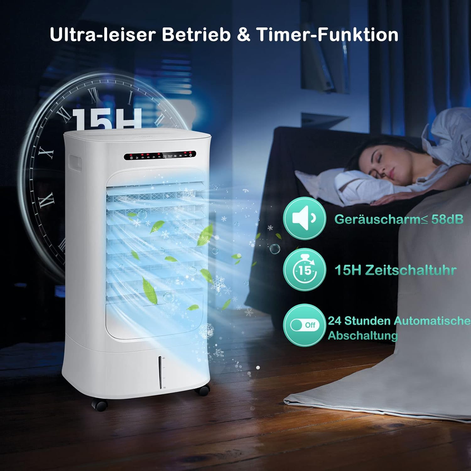 GOPLUS Klimaanlage mobil ohne Abluftschlauch, 15 Std. Timer, 66W, Klimagerät mit 10L Wassertank & 2 Kühlakkus, 3 in 1 Kühlen & Ventilieren & Befeuchten, Luftkühler 3 Gebläsestufen, inkl. Fernbedienung
