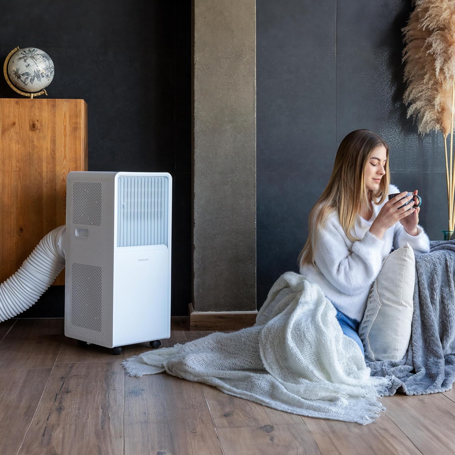 Cecotec - Mobile Klimageräte ForceClima 7550 Style Connected, 7000 BTU, Abdeckungsbereich 20 m2, Fernbedienung, Berührung, LED -Bildschirm, 4 Modi, 2 Geschwindigkeiten, Luftentfeuchter, Timer
