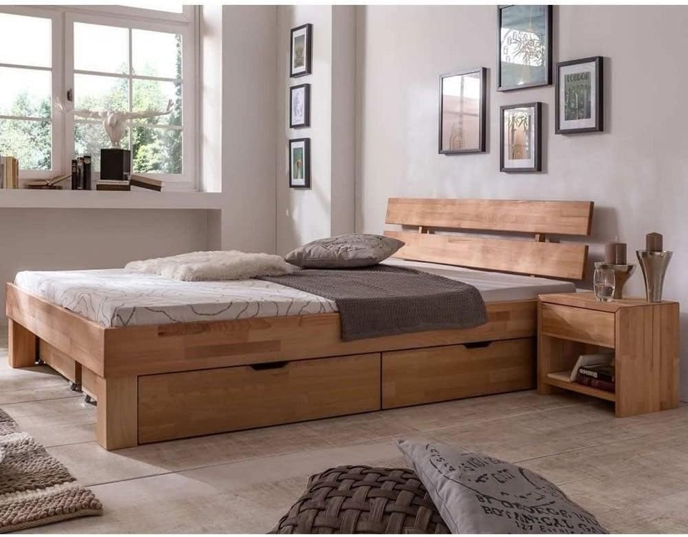 Futonbett Schlafzimmer Bett Kernbuche massiv Holz geölt Judith 180 x 200 cm