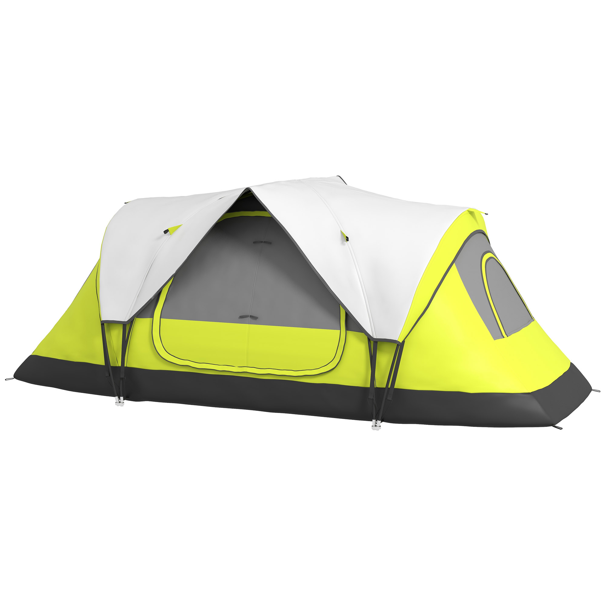 Campingtent, 2 Kamers, Scheidingswand, voor 6 Personen, Regenbescherming, Donkergroen
