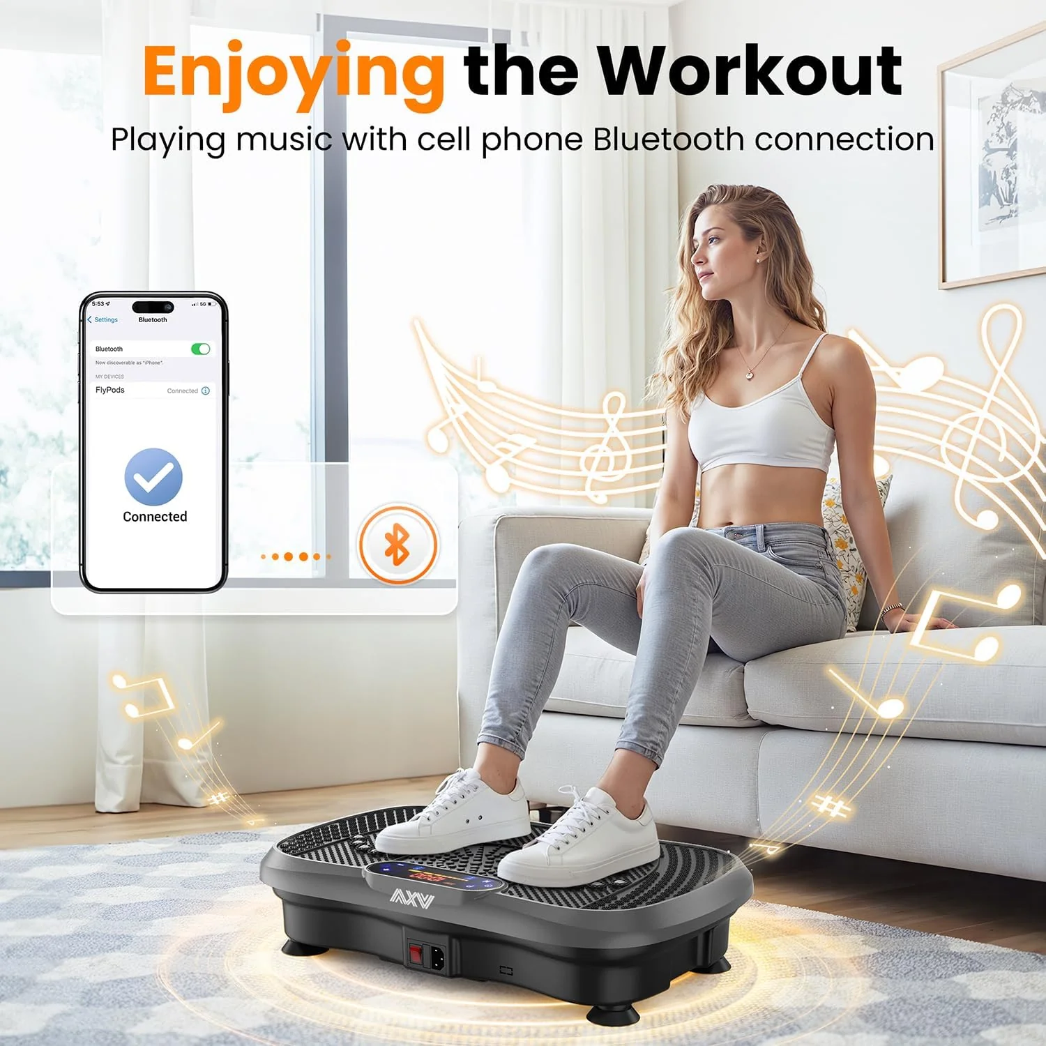 AXV Vibration Plate Fitness Platform Trainer Suitable for men and women to lose weight and burn fat at the gym