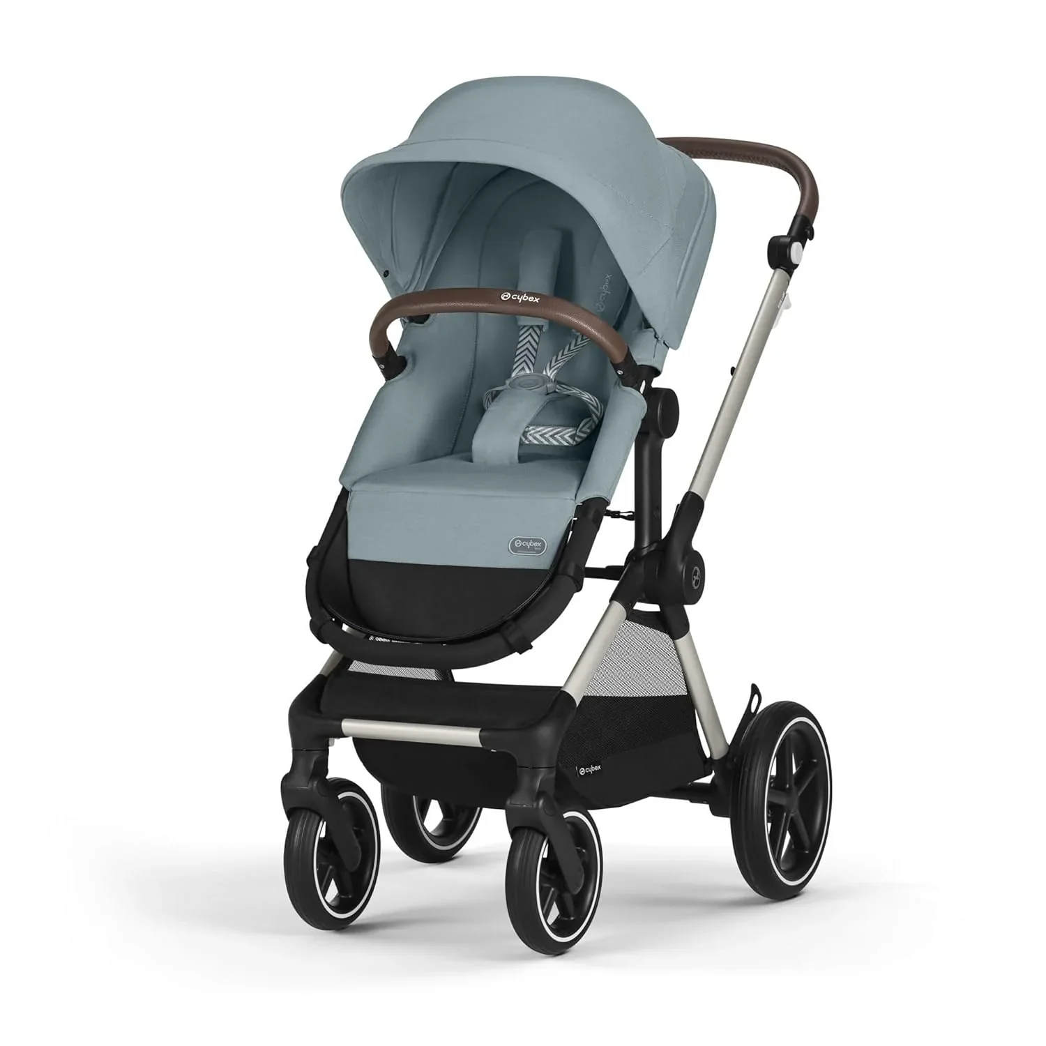 CYBEX Gold Kinderwagen EOS Lux 2-in-1 mit Babyschale Aton B2 i-Size und Babyschalen-Adapter, Reisesystem, Ab Geburt bis 22 kg (ca. 4 Jahre), Moon Black (Schwarz)
