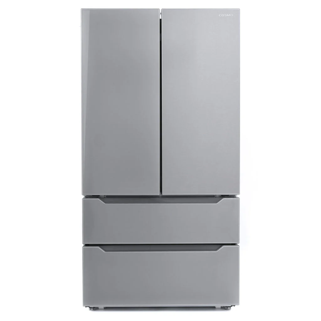 Cosmo 22.5 cu. ft. Stainless Steel 4-Door French Door Refrigerator W/ Recessed Handle, Counter Depth
