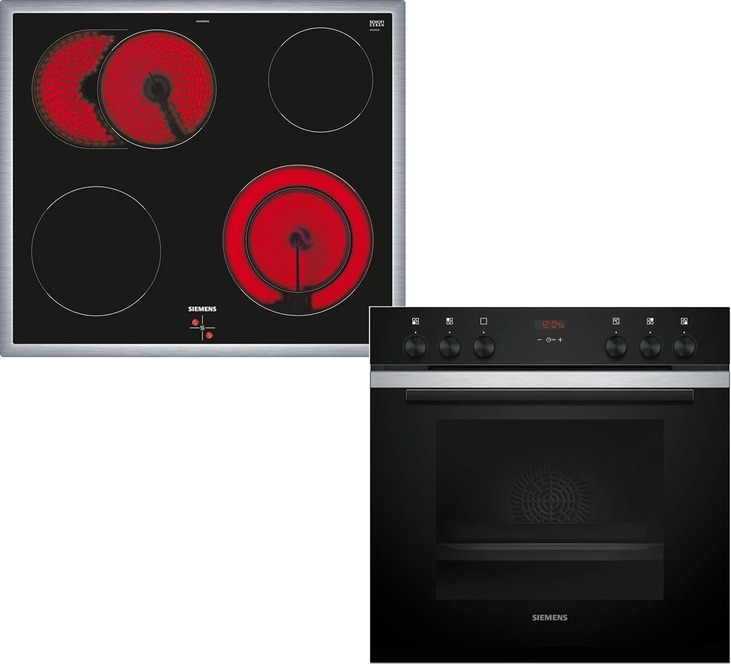 Siemens EQ522IA01, Einbauherd-Set, Bestehend aus HE517GBS4 Herd, 60 x 60 cm, 3D Hei?luft, Selbstreinigung, Clip Auszug & EI645CFB6E Induktionskochfeld, Br?terzone, powerBoost, Edelstahl Rahmen