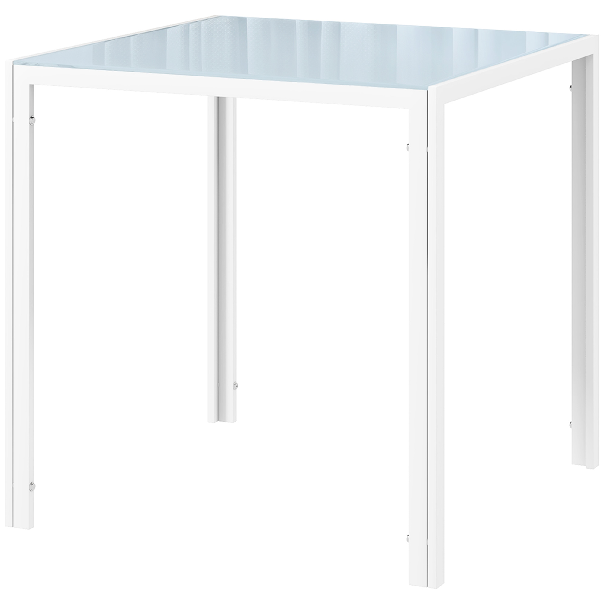 Vierkante Eetkamertafel voor 4 Personen, Tafelblad van Gehard Glas, voor Keuken en Eetkamer, 75 x 75 x 75 cm, Wit