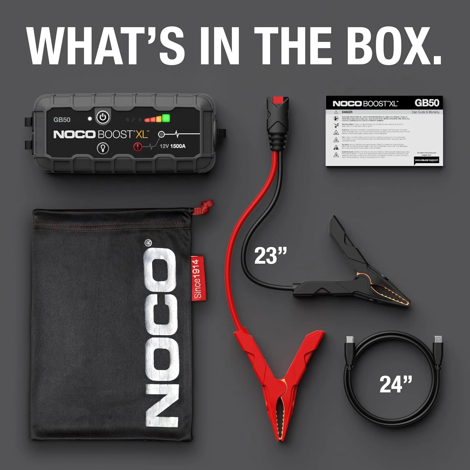 NOCO Boost XL GB50 1500 Amp 12-Volt UltraSafe Lithium Jump Starter Box, Car Battery Booster Pack, Portable Power Bank Charger, and Jumper Cables for up to 7-Liter Gasoline and 4-Liter Diesel Engines