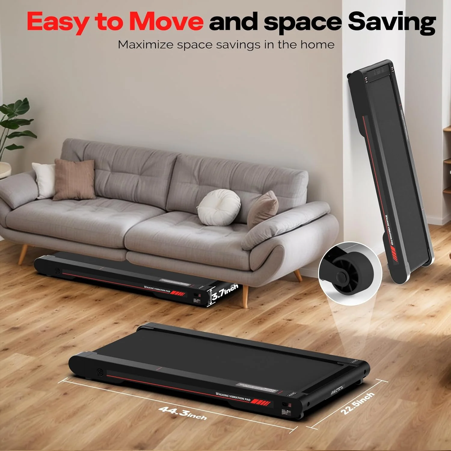 Sperax Walking Vibration Pad with APP, 3 in 1 Under Desk Treadmill, 2.5HP Low Noise Walking Treadmill Pad with Remote Control,Portable Treadmills for Home Office