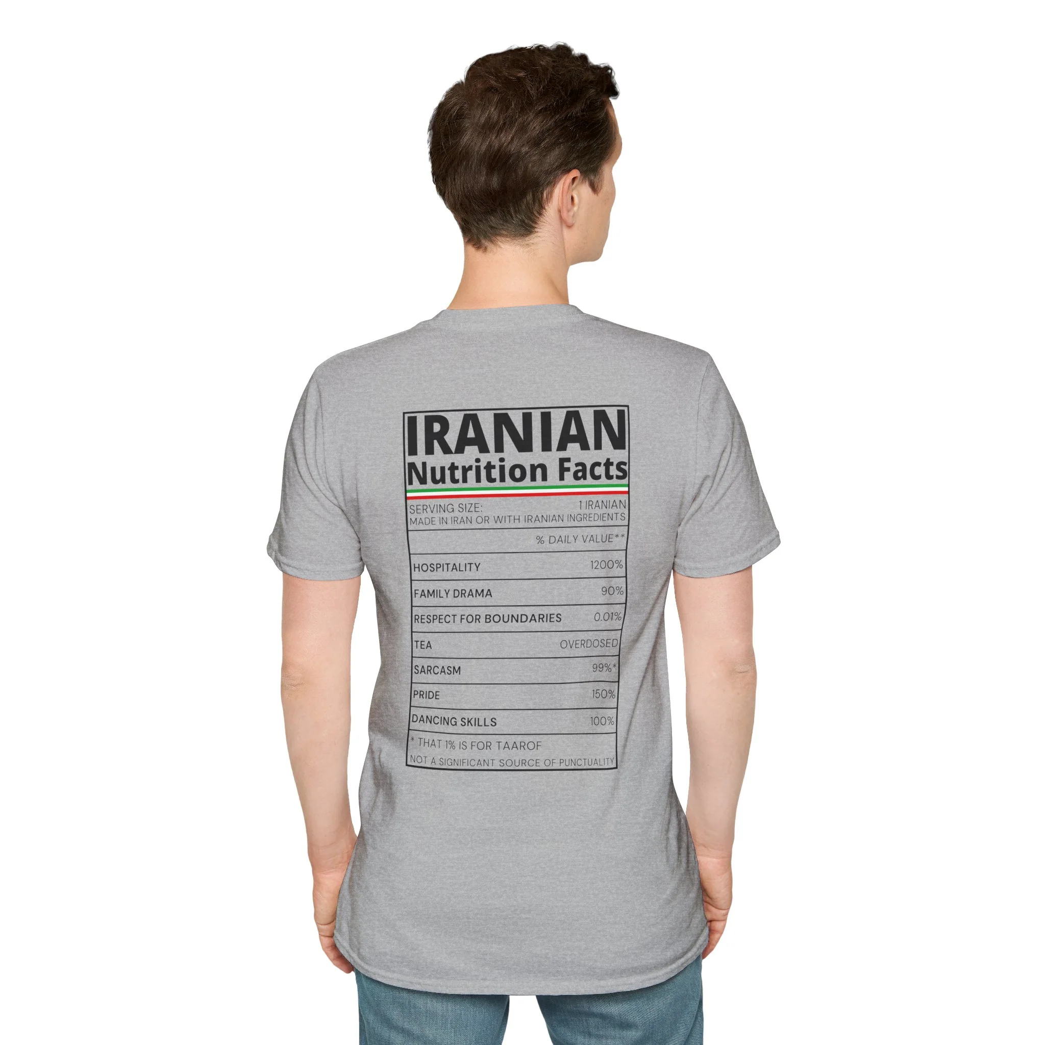 Iranian Nutrition Facts - Back Print Unisex T-Shirt