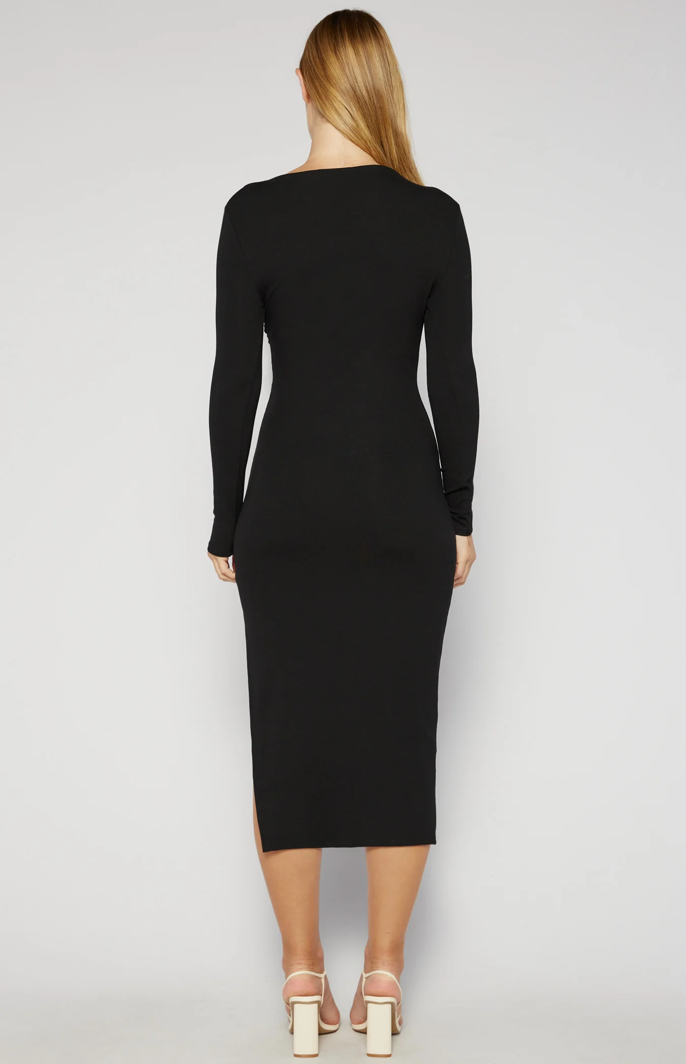 Long Sleeve Ruche Detail Jersey Midi Dress