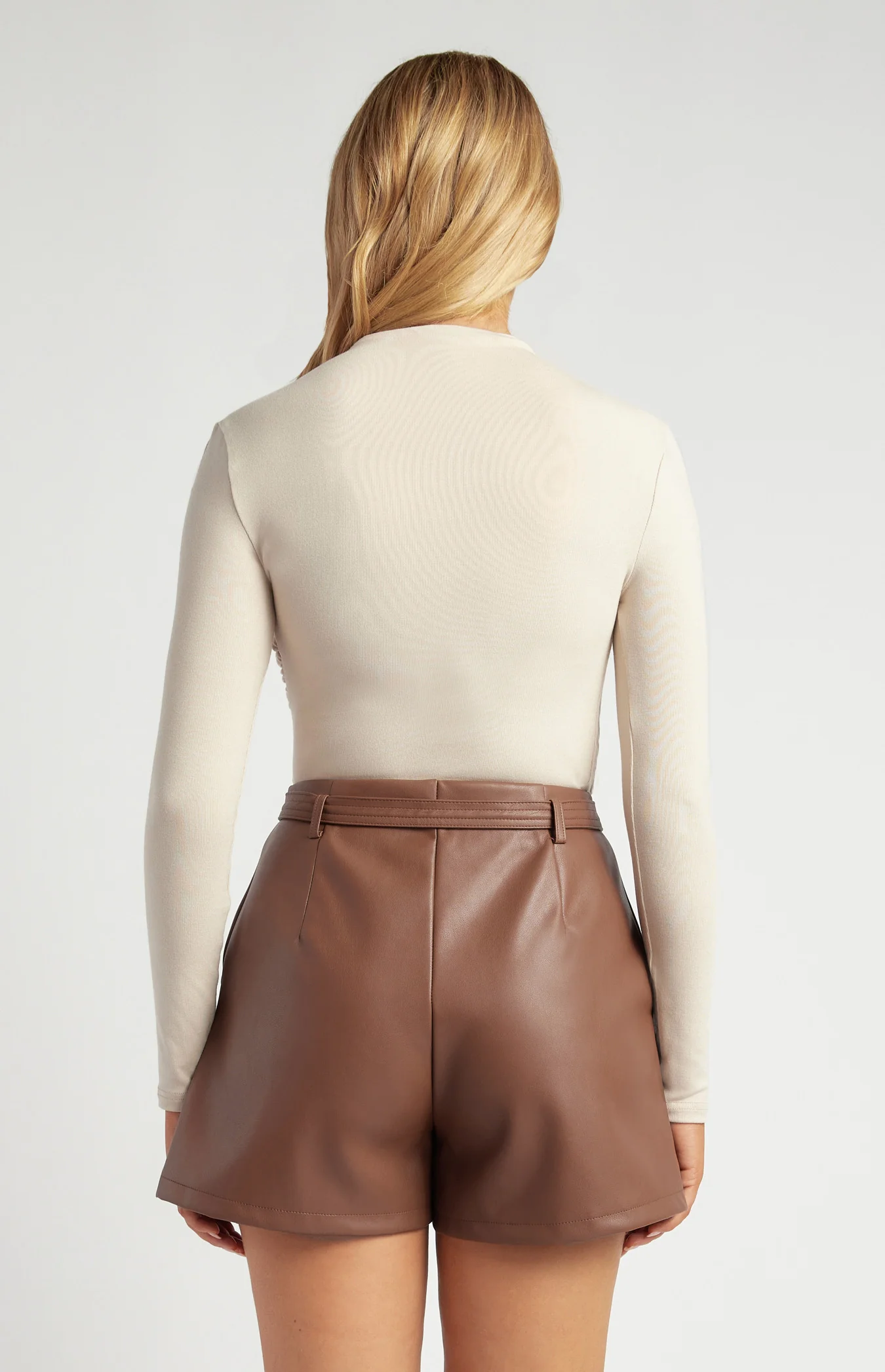 Stretch Jersey Top with Front Ruched Details - Pearl