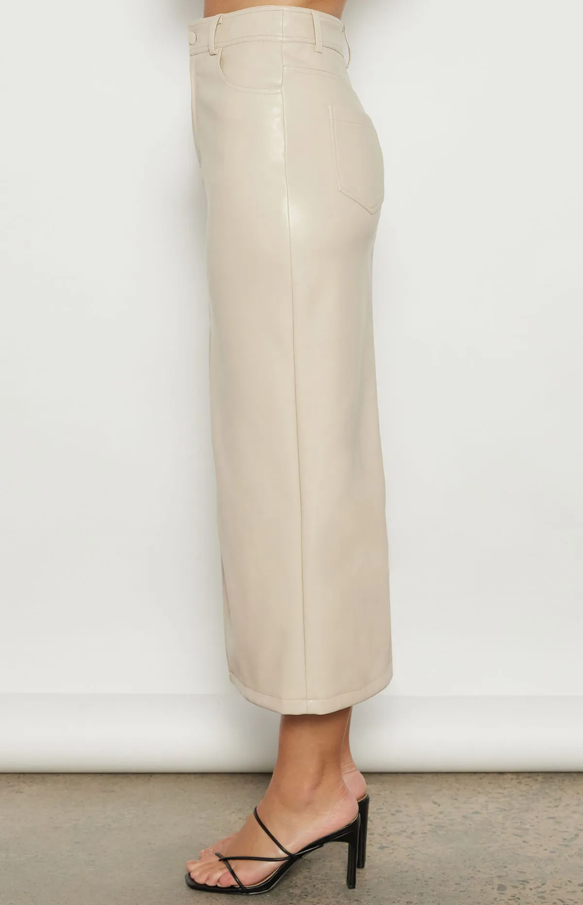 Faux Leather Midi Skirt