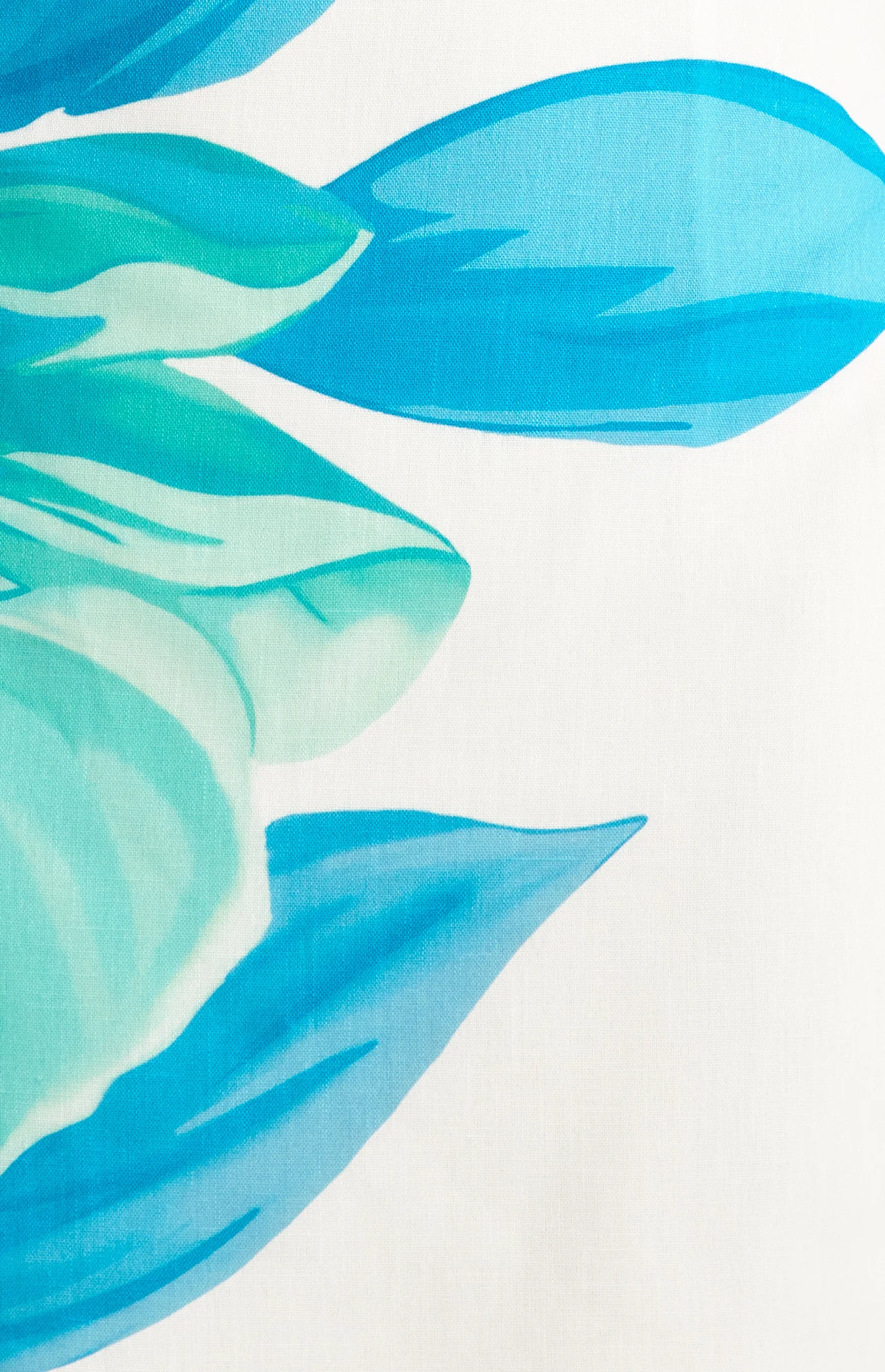 Floral Faux Linen Shoulder Tie Detail Midi Dress - Blue Teal