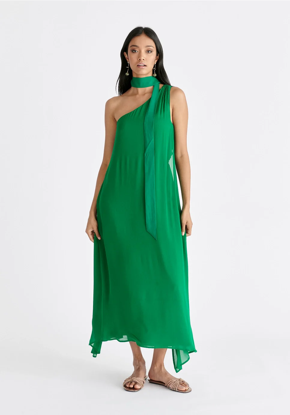 One Shoulder Layered Flowy Dress
