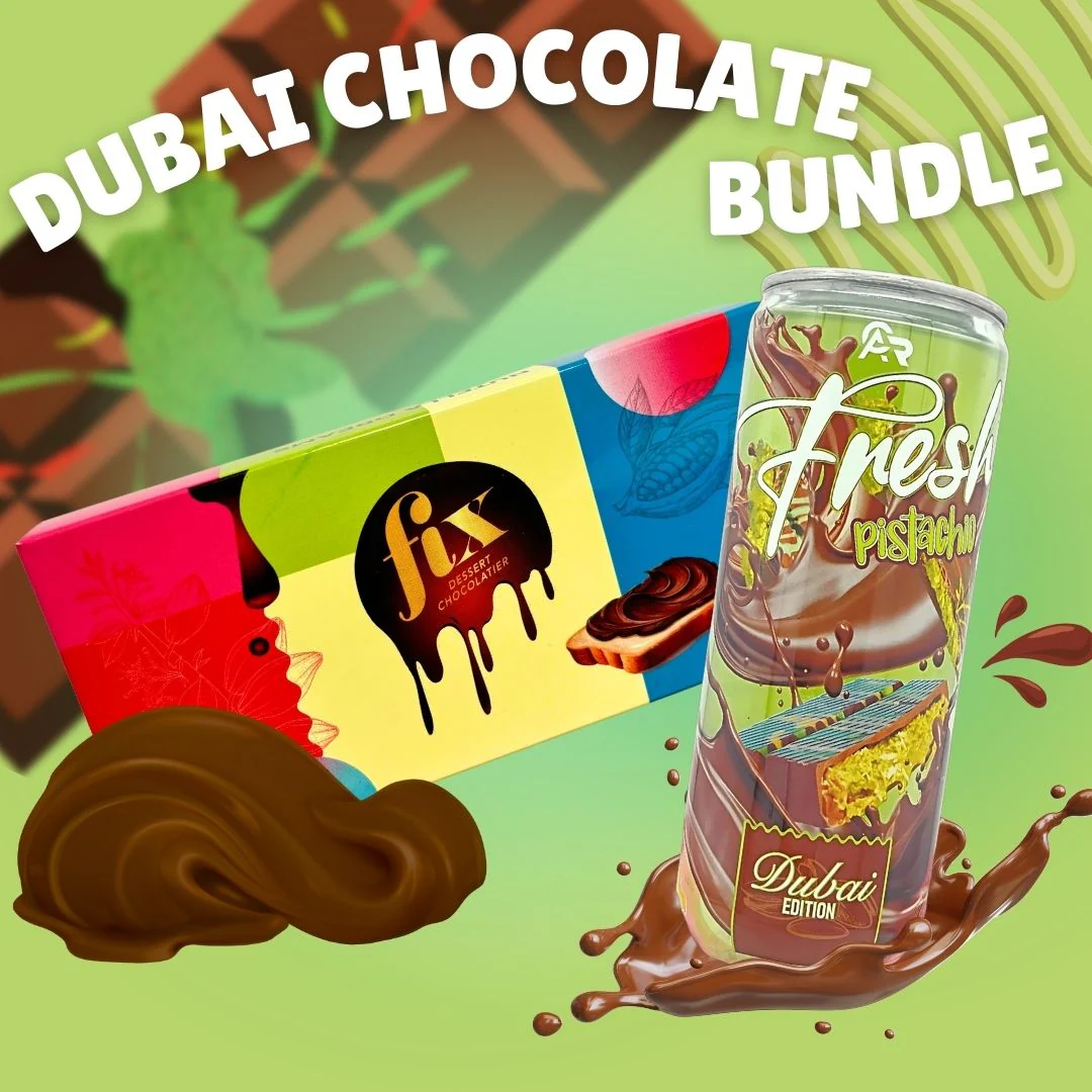 FIX Dubai Chocolate (Nutella Knafeh) 200g & Dubai-Inspired Pistachio Chocolate Drink 330ml Bundle