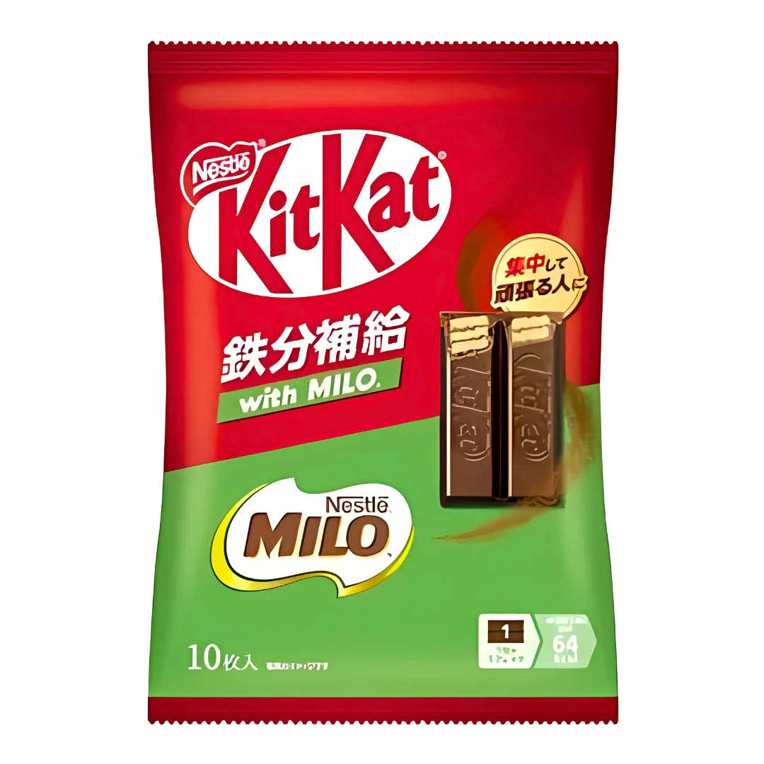 BBD: 31/07/2025 | Nestle Kitkat Milo With Iron Supplement 10 mini pieces 116g (JAPAN IMPORT)