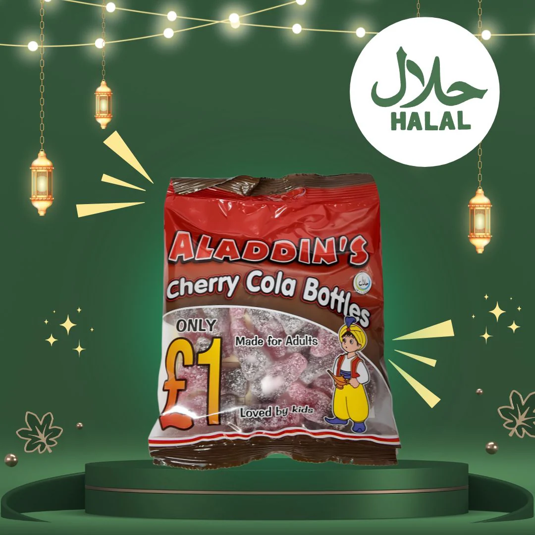 Aladdin's Sour Cherry Cola Bottles - 100g (Halal)