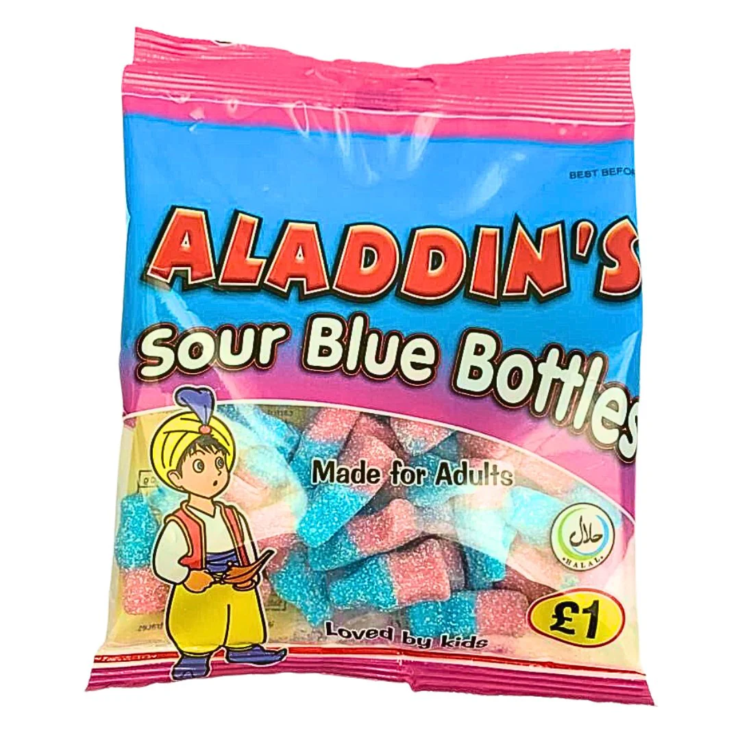 Aladdins Sour Bubble Gum Bottles 100g (Halal)