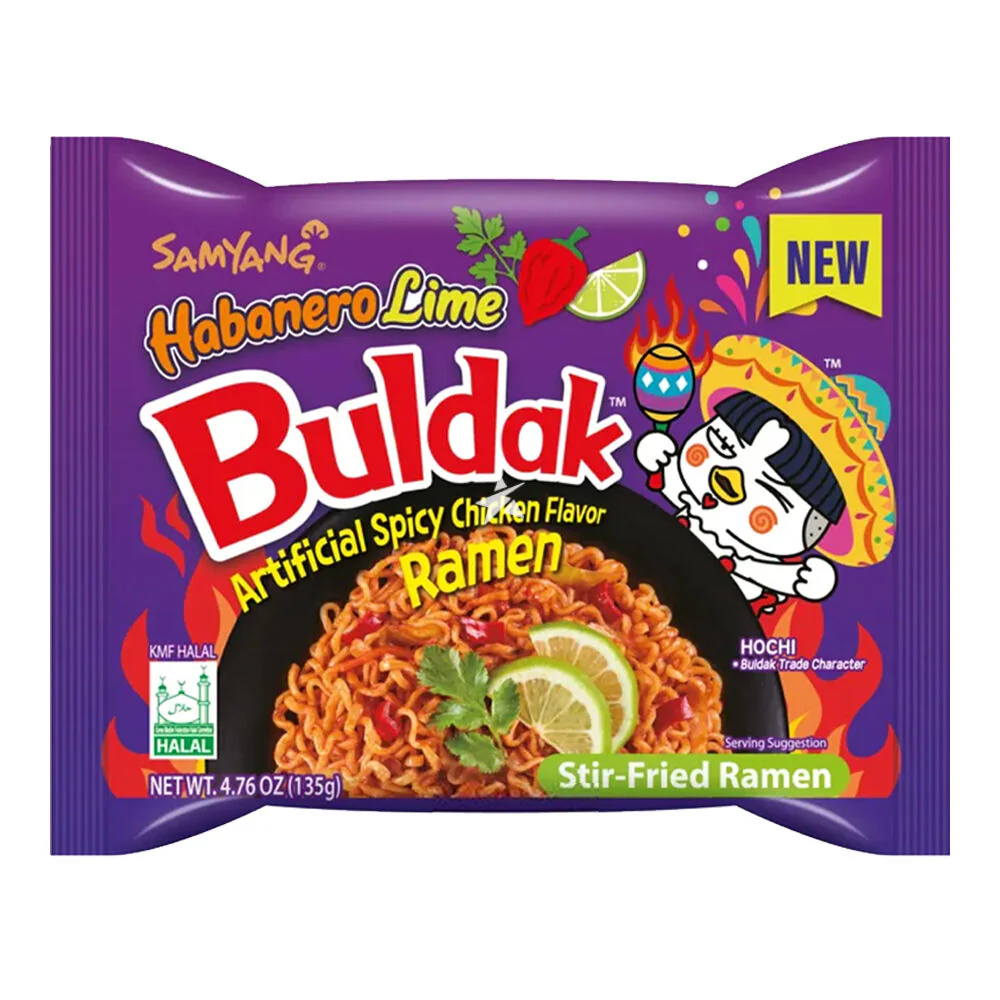 Samyang Buldak Habanero Lime Ramen a?? 10 Pack | Spicy Korean Noodles with Zesty Citrus Kick | Halal Certified