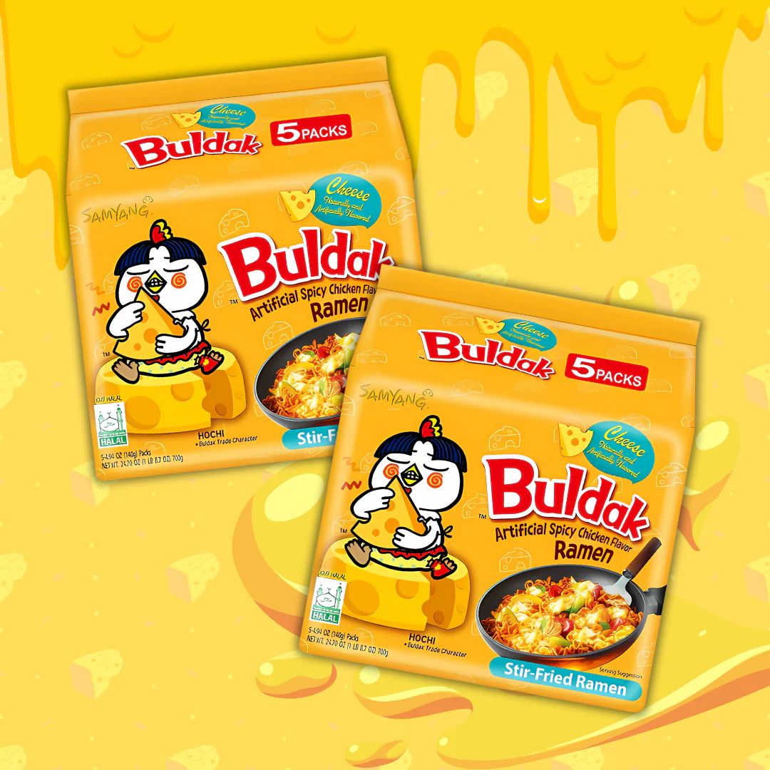Samyang Buldak Cheese Ramen a?? 10 Pack | Spicy Korean Noodles with Creamy Cheese Flavour | Halal | Instant Ramen