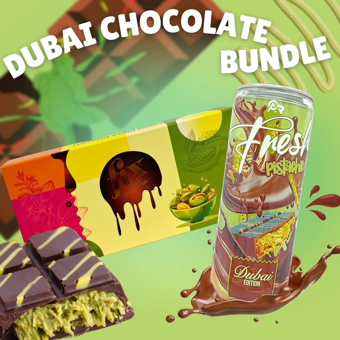 FIX Dubai Chocolate (Pistachio Knafeh) 200g & Dubai-Inspired Pistachio Chocolate Drink 330ml Bundle