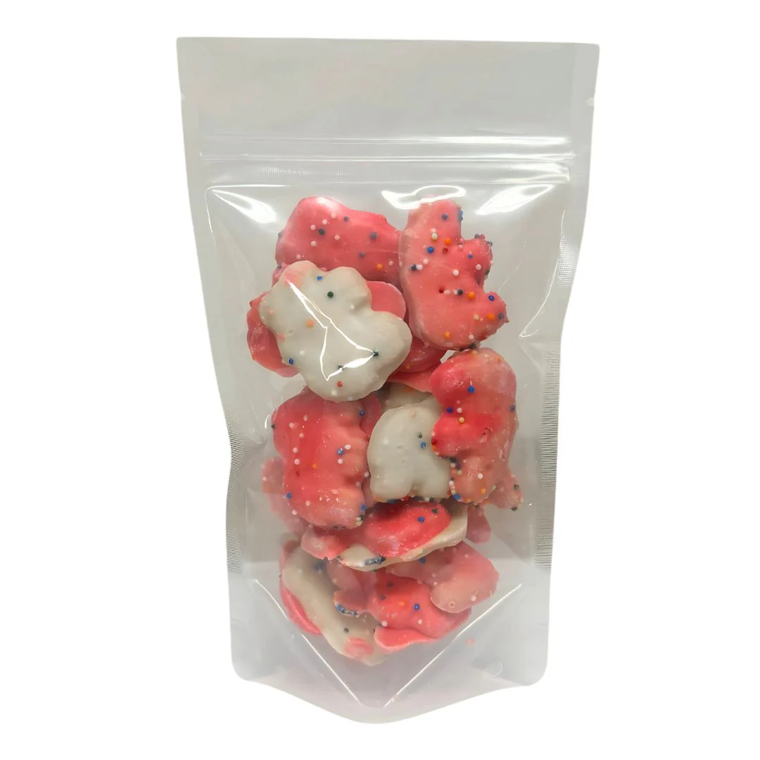 Pink & White Icing Animal Crackers �C Frosted Sweet Biscuits Snack 100g (USA Import)