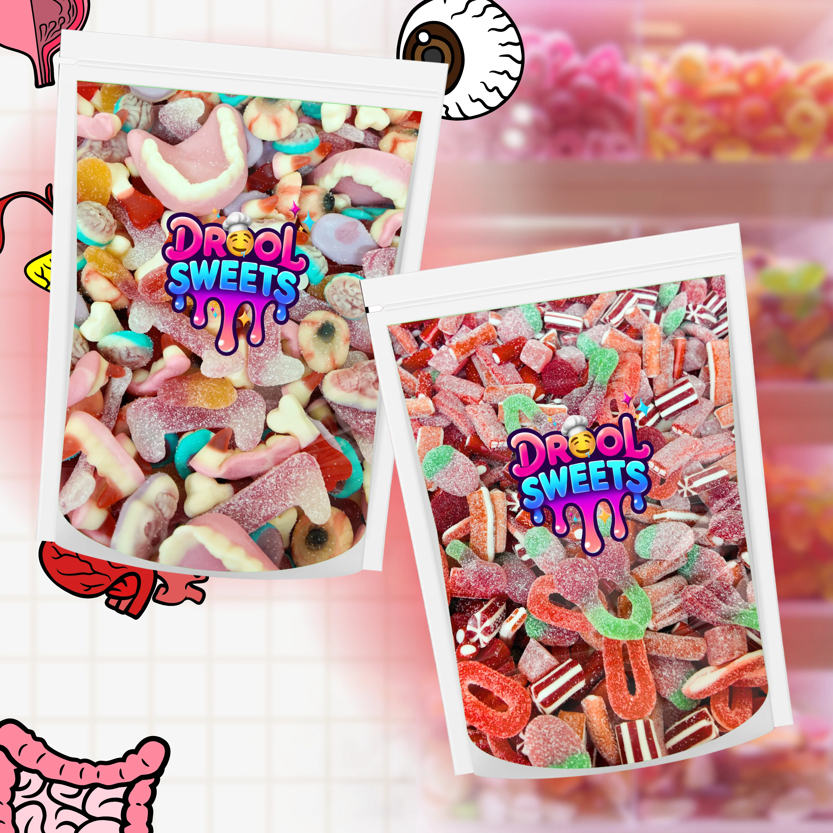 Drool Sweets �C 1 x Red Mix & 1 x Anatomy Mix Bundle (2 x 500g Bags)