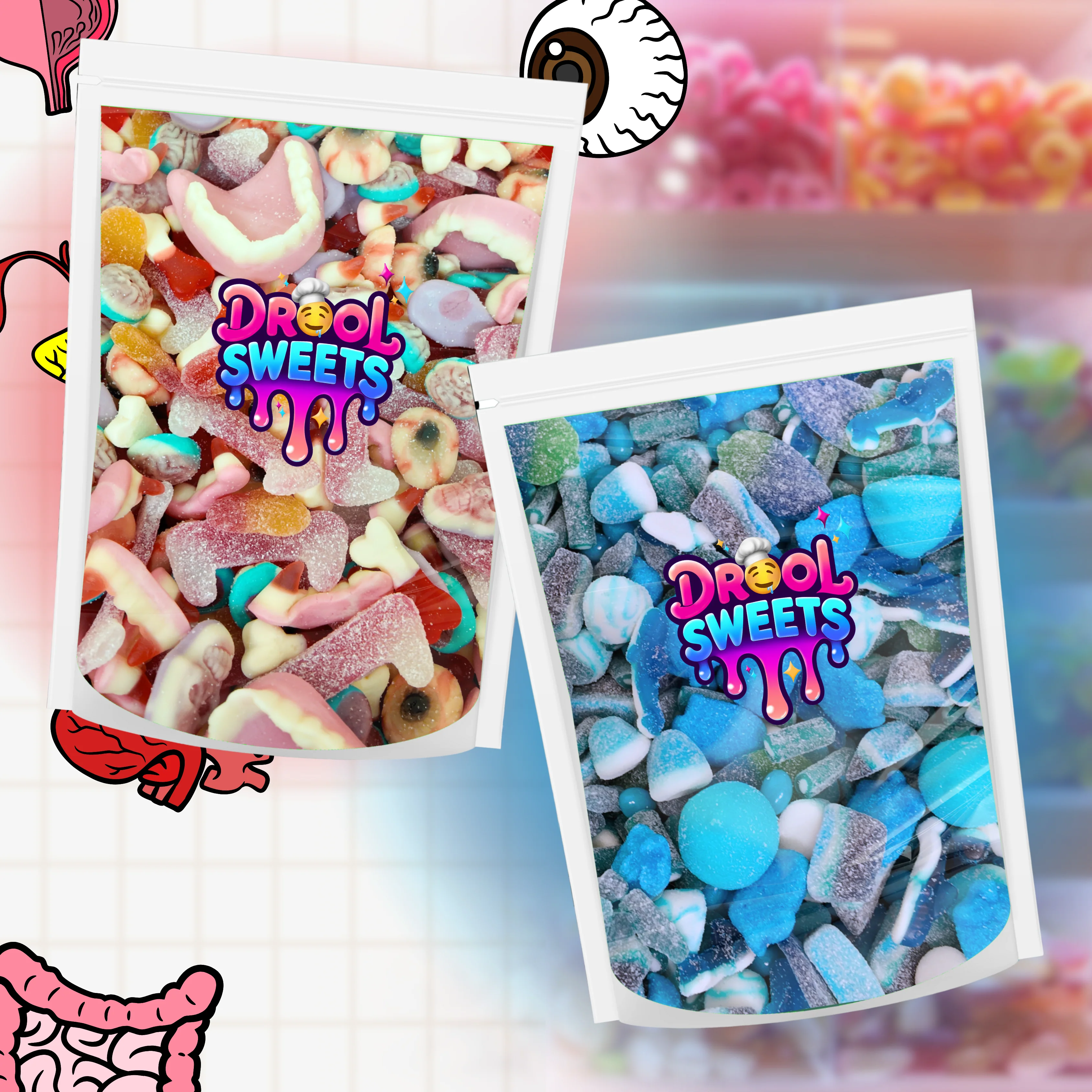 Drool Sweets �C 1 x Blue Mix & 1 x Anatomy Mix Bundle (2 x 500g Bags)
