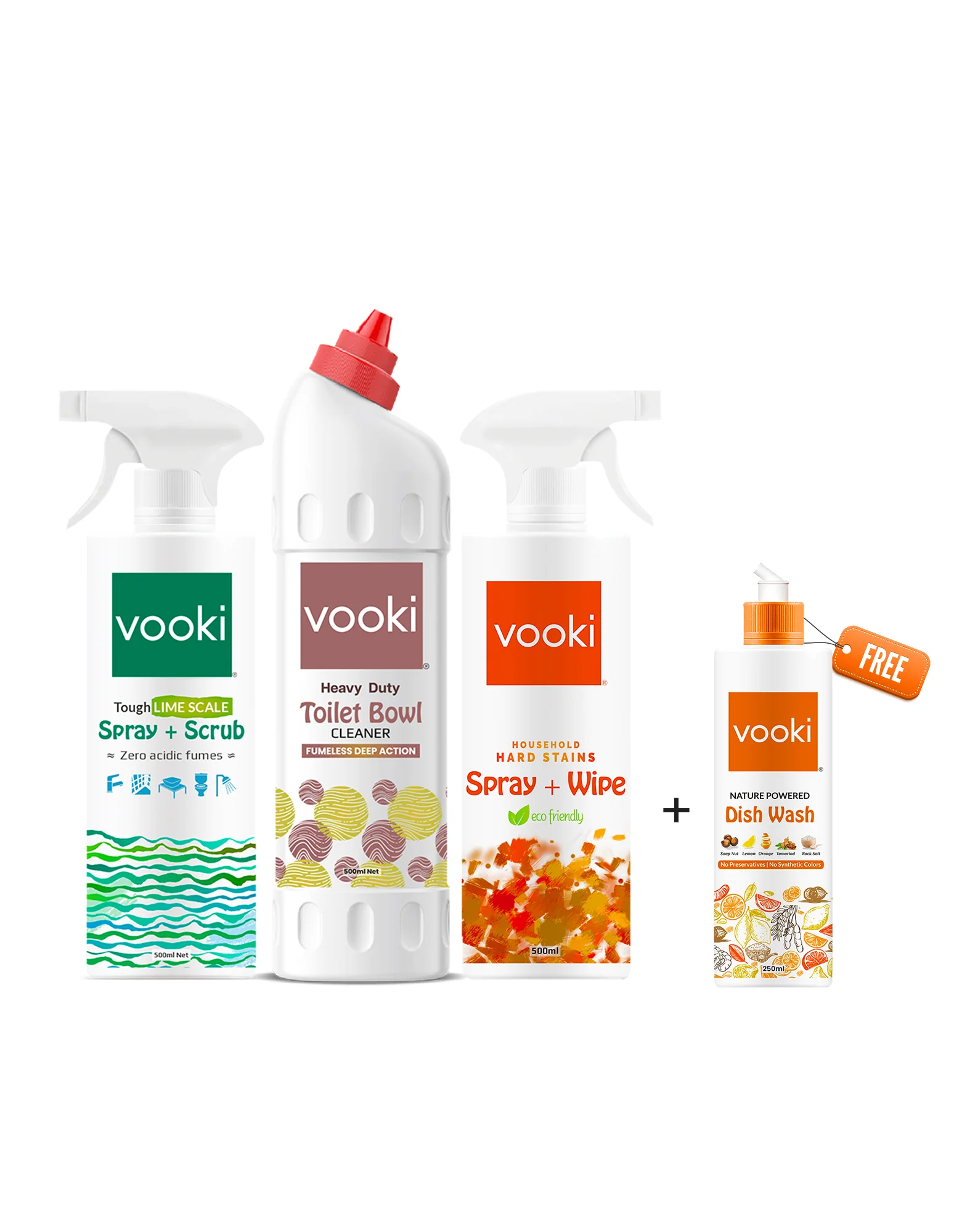 Combo|Hard Stain Spray + Wipe, Heavy Duty Toilet Bowl Cleaner, Tough Limescale\Descaler & Mini Dishwash Liquid