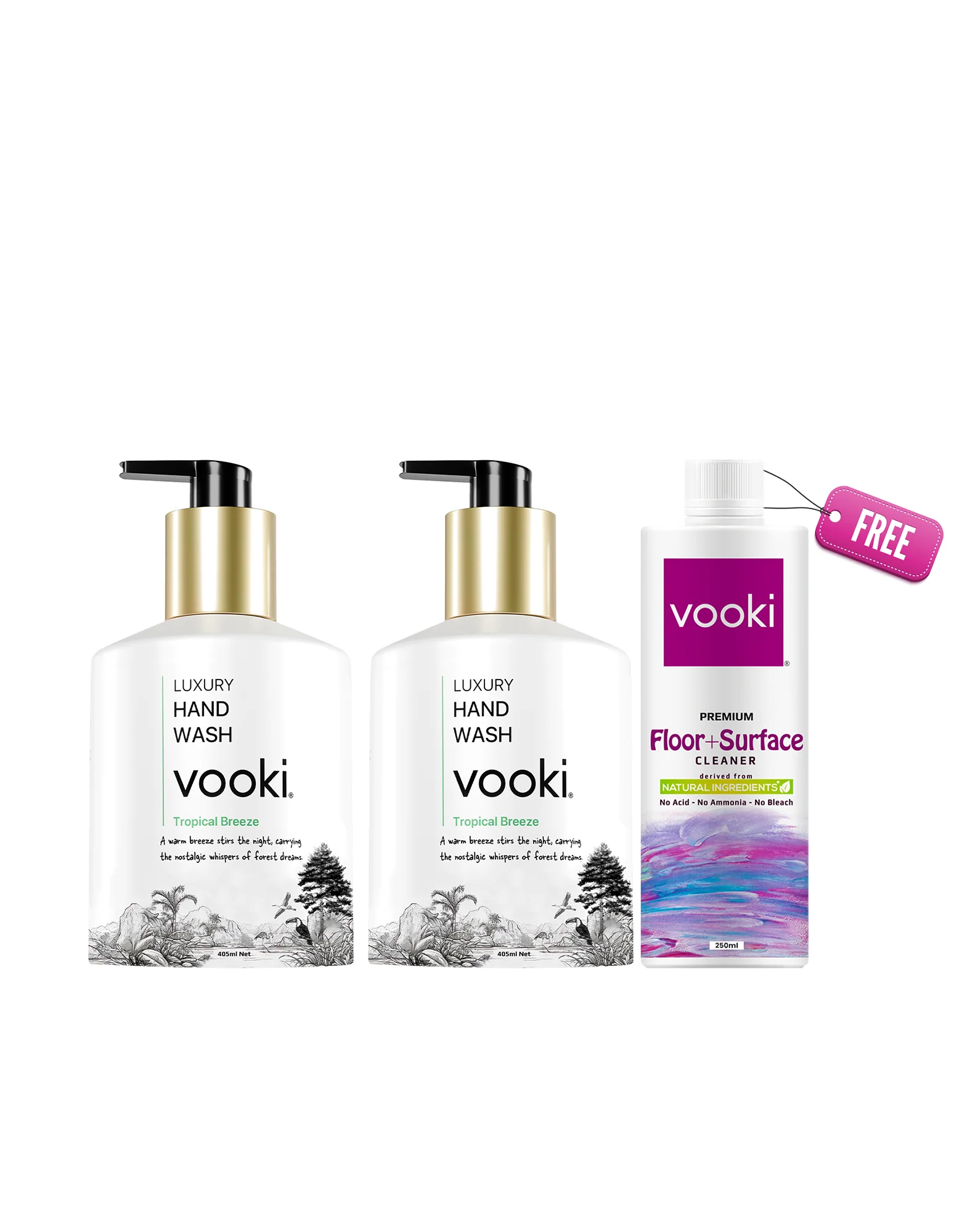 vooki Luxury Hand Wash (405 ml) & Mini Floor Cleaner Liquid (250ml) | Combo