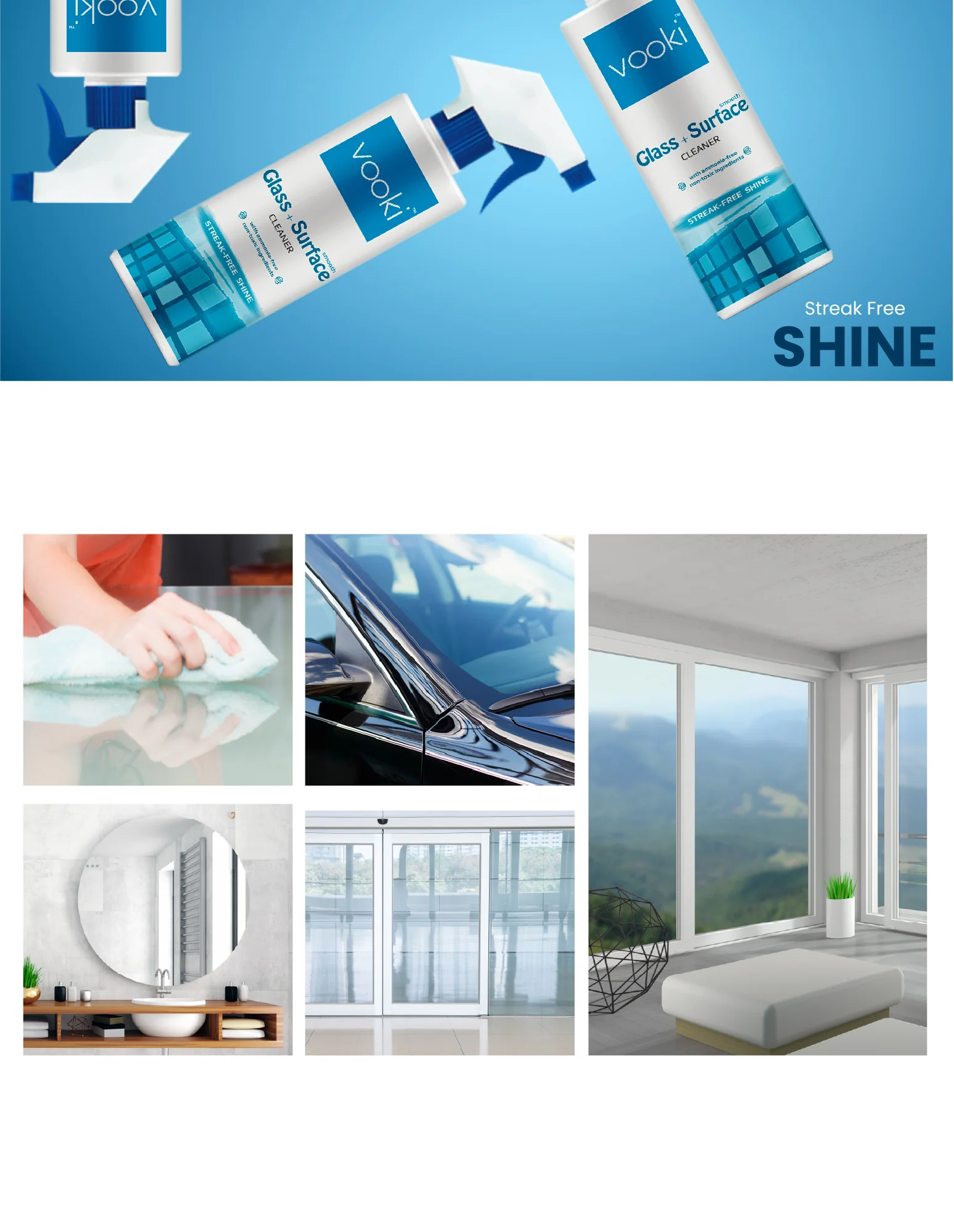 Glass + Smooth Surface Cleaner 500ml [Pack Of 3] | Streak Free Shine with Ammonia free Formula