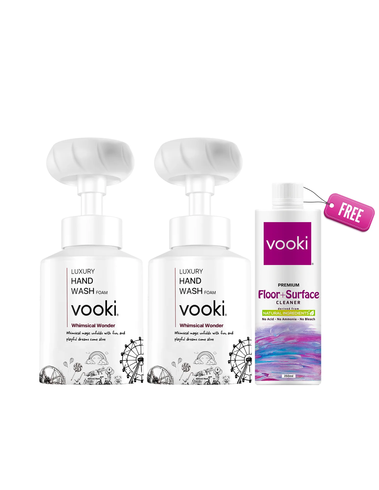 vooki Luxury Hand Wash (405 ml) & Mini Floor Cleaner Liquid (250ml) | Combo