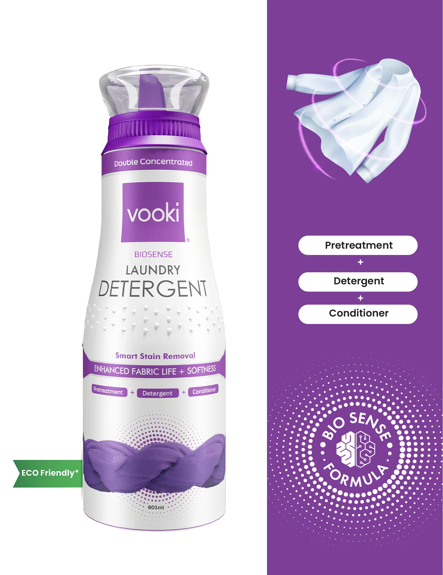 VOOKI BioSense Laundry Detergent - 801 ML - For Top & Front Load