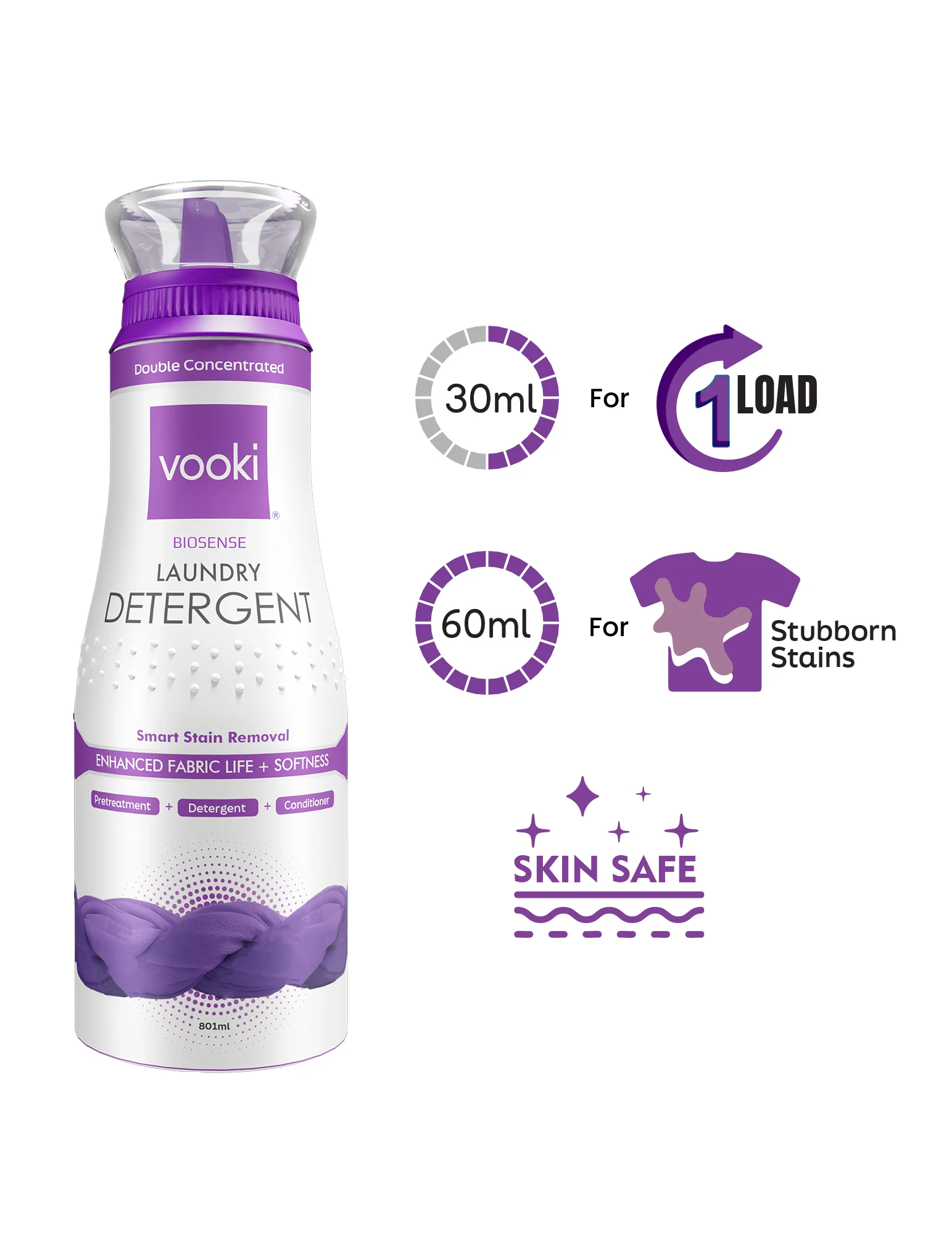 VOOKI BioSense Laundry Detergent - 801 ML - For Top & Front Load