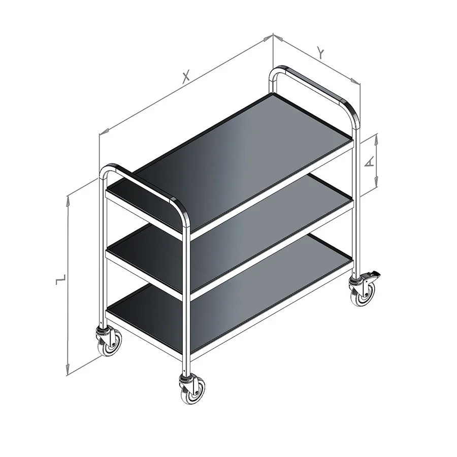 Ergolift serveringsvogn, 1055x530x950mm.